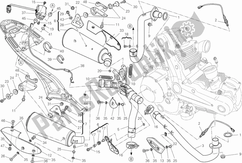 All parts for the Exhaust System of the Ducati Monster 795-Thai 2014